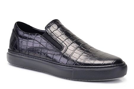 Hakiki Deri Siyah Sneaker Erkek Ayakkabı -11169-