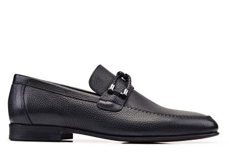 Siyah Klasik Loafer Kösele Erkek Ayakkabı -12693-