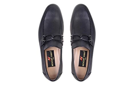 Siyah Klasik Loafer Kösele Erkek Ayakkabı -12693-