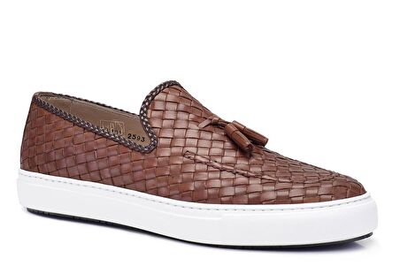 Taba Örgü Deri Sneaker Ayakkabı -10736-