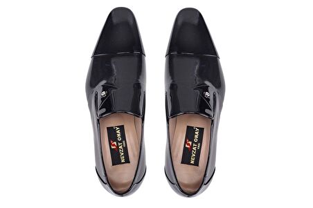 Siyah Rugan Klasik Bağcıksız Erkek Ayakkabı -10372-