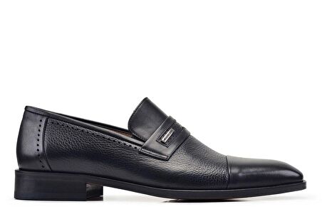 Siyah Klasik Bağcıksız Kösele Erkek Ayakkabı -50114-