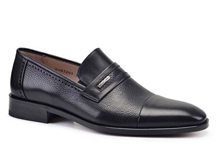 Siyah Klasik Bağcıksız Kösele Erkek Ayakkabı -50114-