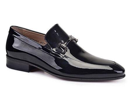 Siyah Klasik Loafer Kösele Erkek Ayakkabı -47702-
