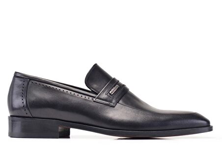 Siyah Klasik Loafer Kösele Erkek Ayakkabı -10122-