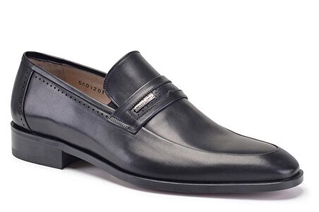 Siyah Klasik Loafer Kösele Erkek Ayakkabı -10122-
