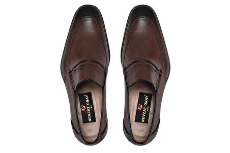 Kahverengi Klasik Loafer Kösele Erkek Ayakkabı -8923-