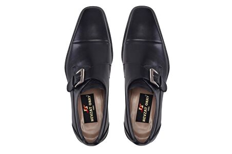 Siyah Klasik Tokalı Kösele Erkek Ayakkabı -12156-