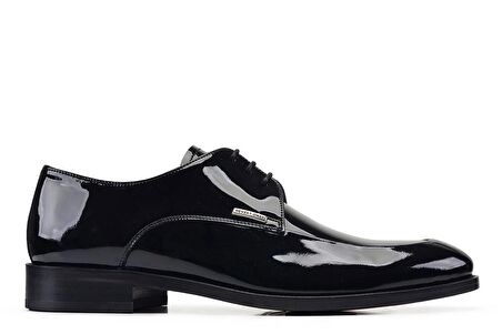 Hakiki Deri Siyah Klasik Bağcıklı Kösele Erkek Ayakkabı -10018-