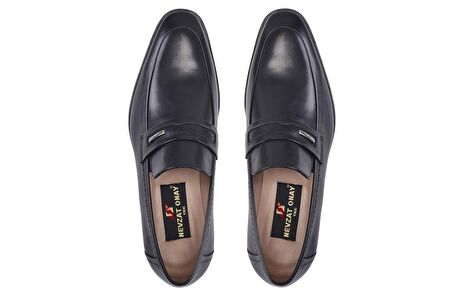 Siyah Klasik Loafer Kösele Erkek Ayakkabı -10122-