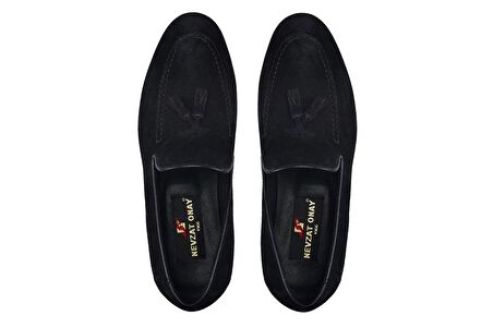Siyah Klasik Loafer Kösele Erkek Ayakkabı -9859-
