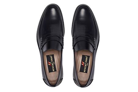 Siyah Klasik Loafer Kösele Erkek Ayakkabı -9317-