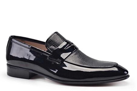 Siyah Klasik Loafer Kösele Erkek Ayakkabı -10942-