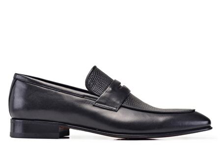 Siyah Klasik Loafer Kösele Erkek Ayakkabı -10940-