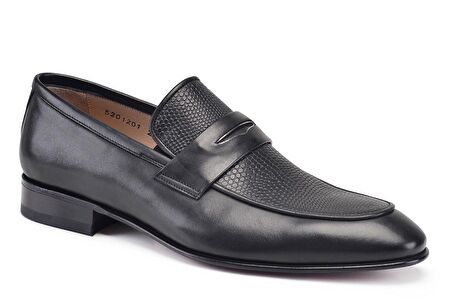 Siyah Klasik Loafer Kösele Erkek Ayakkabı -10940-