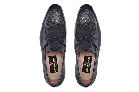Siyah Klasik Loafer Kösele Erkek Ayakkabı -10940-