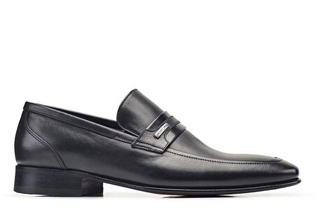 Siyah Klasik Loafer Kösele Erkek Ayakkabı -13922-