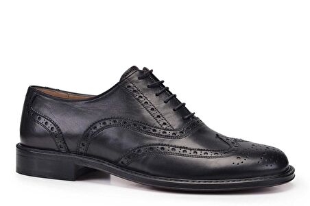 Hakiki Deri Siyah Klasik Bağcıklı Kösele Erkek Ayakkabı -11258-