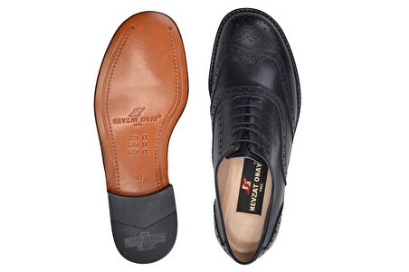 Hakiki Deri Siyah Klasik Bağcıklı Kösele Erkek Ayakkabı -11258-