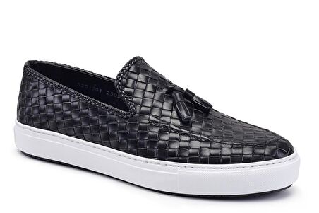 Siyah Örgü Püsküllü Sneaker Erkek Ayakkabı -8381-