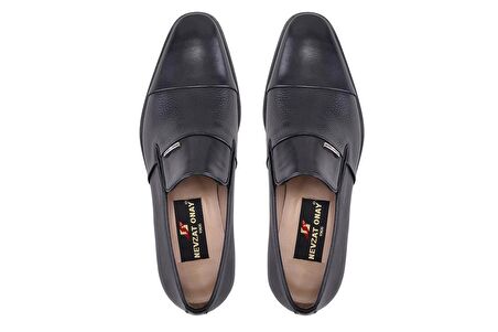 Siyah Bağcıksız Kösele Erkek Ayakkabı -89102-