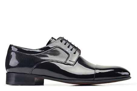 Rugan Siyah Bağcıklı Kösele Erkek Ayakkabı -76563-