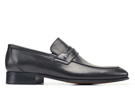 Siyah Klasik Bağcıksz Kösele Erkek Ayakkabı -63171-