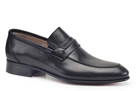 Siyah Klasik Bağcıksz Kösele Erkek Ayakkabı -63171-