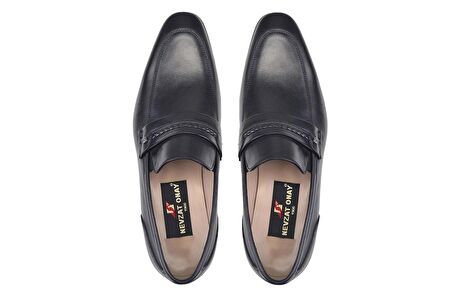 Siyah Klasik Bağcıksz Kösele Erkek Ayakkabı -63171-