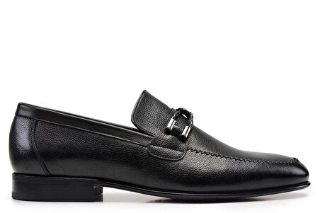 Siyah Klasik Loafer Kösele Erkek Ayakkabı -7165-