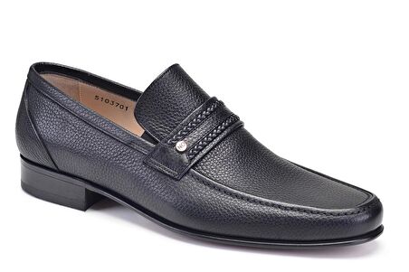 Siyah Klasik Loafer Kösele Erkek Ayakkabı -7009-