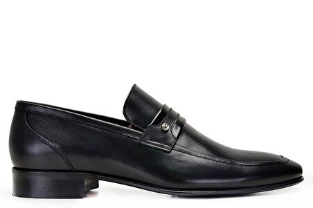 Siyah Klasik Loafer Kösele Ayakkabı -7003-