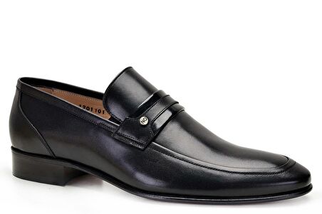 Siyah Klasik Loafer Kösele Ayakkabı -7003-