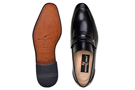 Siyah Klasik Loafer Kösele Ayakkabı -7003-