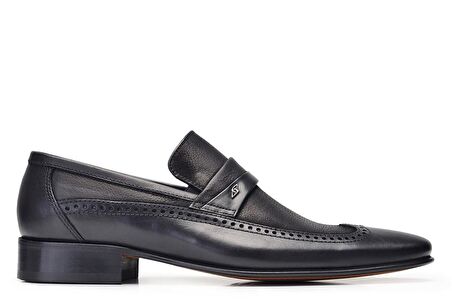 Siyah Klasik Loafer Kösele Erkek Ayakkabı -6967-