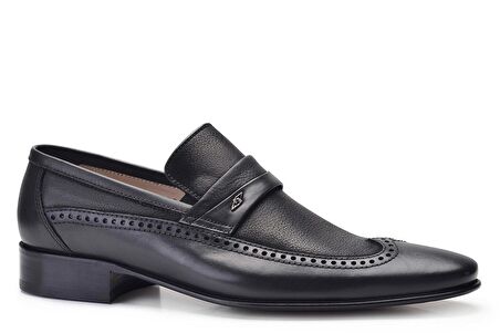 Siyah Klasik Loafer Kösele Erkek Ayakkabı -6967-