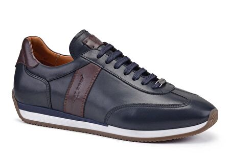 Hakiki Deri Lacivert Sneaker Erkek Ayakkabı -11482-
