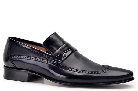 Siyah Klasik Loafer Kösele Erkek Ayakkabı -6968-