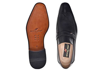 Siyah Klasik Loafer Kösele Erkek Ayakkabı -6968-