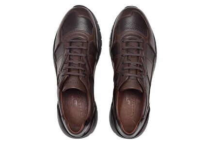 Hakiki Deri Kahverengi Sneaker Erkek Ayakkabı -11729-