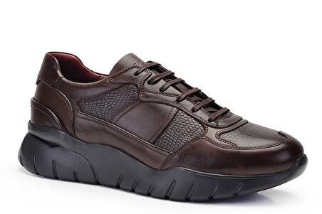 Hakiki Deri Kahverengi Sneaker Erkek Ayakkabı -11729-
