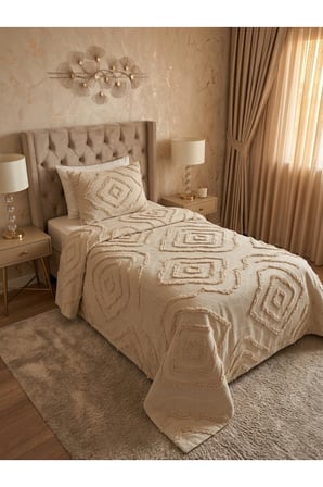 Iskandinav Tek Kişilik Yatak Örtüsü Takımı 180x240 -açık kahve