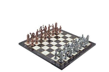 Gifthome Metal Satranç Takımı / Seti; Battal,Yunan