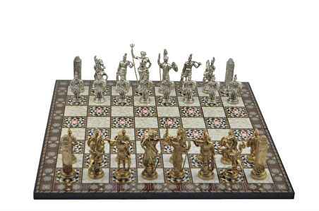 Gifthome Metal Satranç Takımı / Seti; Battal,Yunan