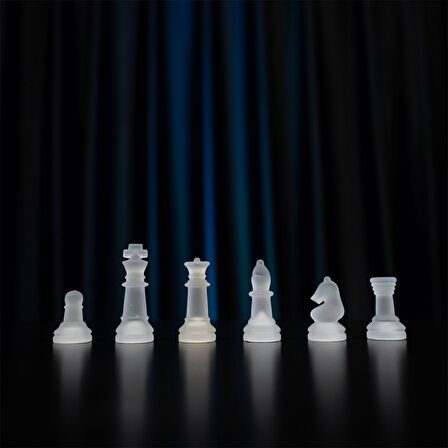 GiftHome Kristal Serisi Battal Boy Camdan İmal Klasik Satranç Takımı (35X35 cm. tablalı)