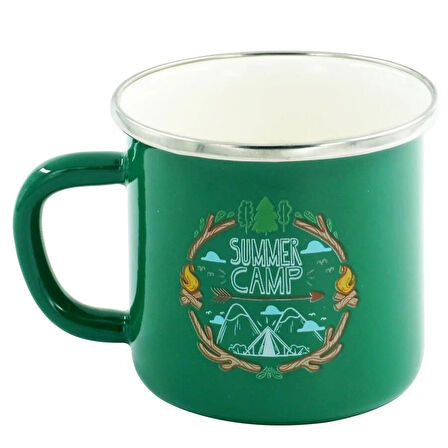 Orcamp Retro Emaye Kupa Bardak Yeşil Summer Camp 330 cc