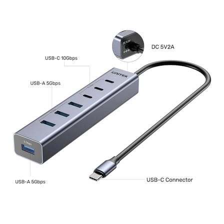 UNITEK UHUB S7+ 7in1 UNIVERSAL USB HUB (H1335AGY01-EU)