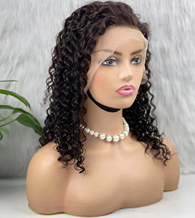 Gerçek Front Lace Tül Peruk - Afro Dalga - Doğal 50-55cm