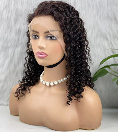 Gerçek Front Lace Tül Peruk - Afro Dalga - Doğal 50-55cm