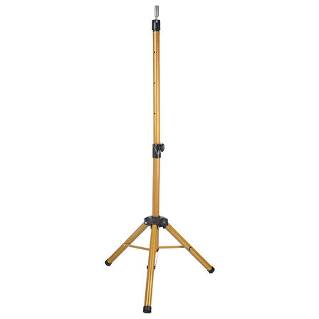 Kuaför Eğitim Mankeni İçin Metal Tripod - Simli Gold + Taşıma Çantası